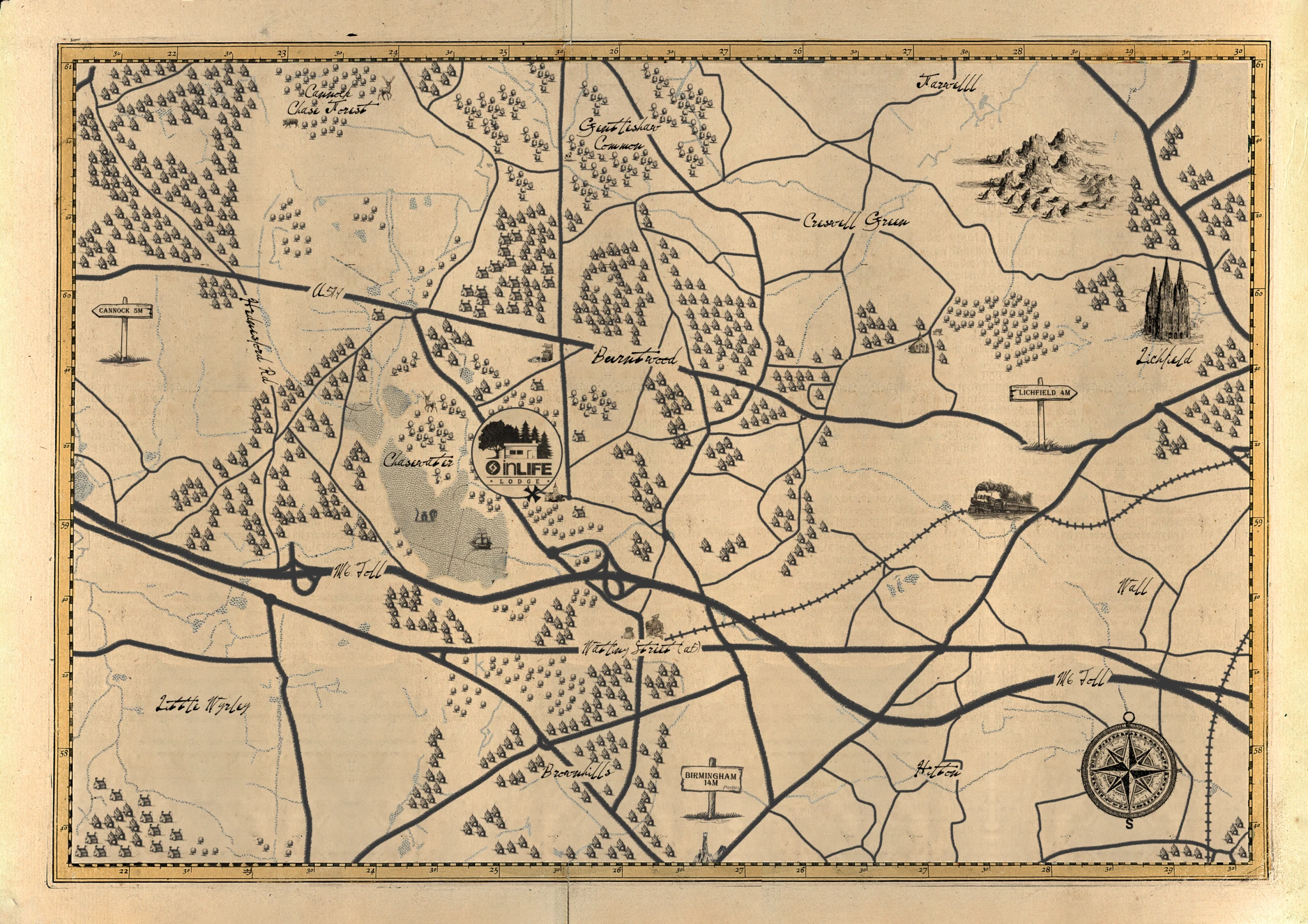 Illustrated inLIFE Ranch location map with Tolkien-inspired local landmarks